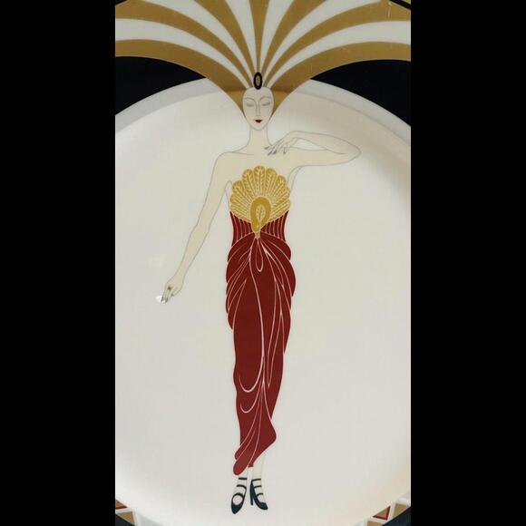 Vintage Art Plate Erte “Le Soleil Ebony”  Japan 1985 Gold Trim Beautiful! - Picture 4 of 6